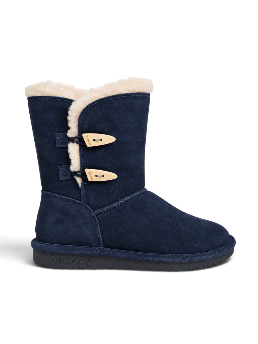 BEARPAW Abigail Suede Shearling Lined Boots Navy Blue Size 9